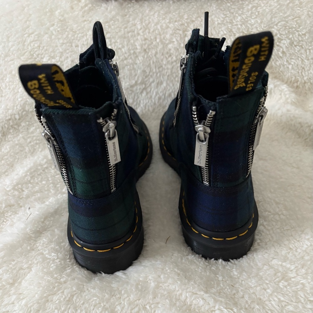 Dr. Martens Blue and Green Plaid Boots - Picture 5 of 6
